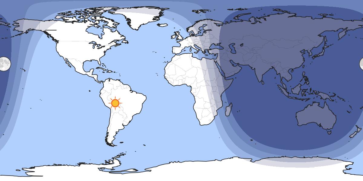 Map showing day and night parts of the world