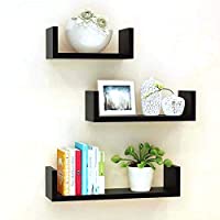 Unique Wooden Handicrafts Wooden Wall Rack Shelves Set of 3 Shelves Extra Large (5.5 x 16 x 4, 4.5 x 12 x 4, 4 x 8 x 4...