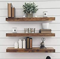 Genuine Decor 18 Inch Floating Shelves for Wall Set of 3, Rustic Wall Mounted Ledge Shelf for Bathroom, Bedroom, Living