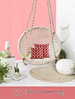 Curio Centre Make in India Round Cotton Home Swing & Hammock Chair (145 cm X 57 cm X 43 cm, White, 100 kgs Capacity)