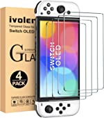 iVoler [4 Stuks] Screen Protector Compatibel met Nintendo Switch (OLED Model) 7'' 2021, Film van Gehard Glas Schermbeschermer [9H-hardheid] [Anti-kras] [Geen bellen] Eenvoudige Installatie