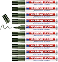 edding 3000 permanent marker - olijf-groen - 10 stiften - ronde punt 1,5-3 mm - sneldrogende permanent marker - water-...