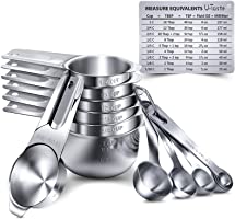 U-Taste Stainless Steel 7 Measuring Cups and Spoons Set with 2 D-Rings and 1 Professional Magnetic Measurement...