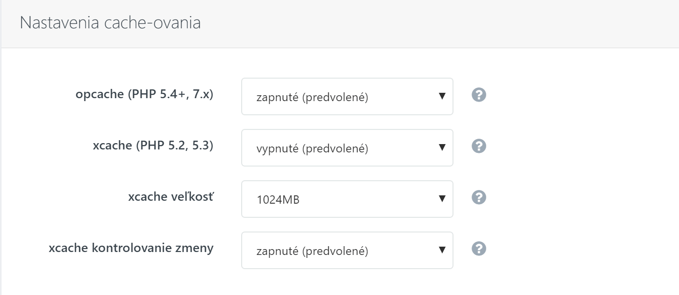Websupport - nastavenie php cache