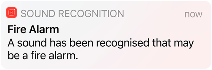 Sound Recognition alert for a Fire Alarm on iPhone.