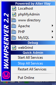 WampServer: Stop All Services Screen