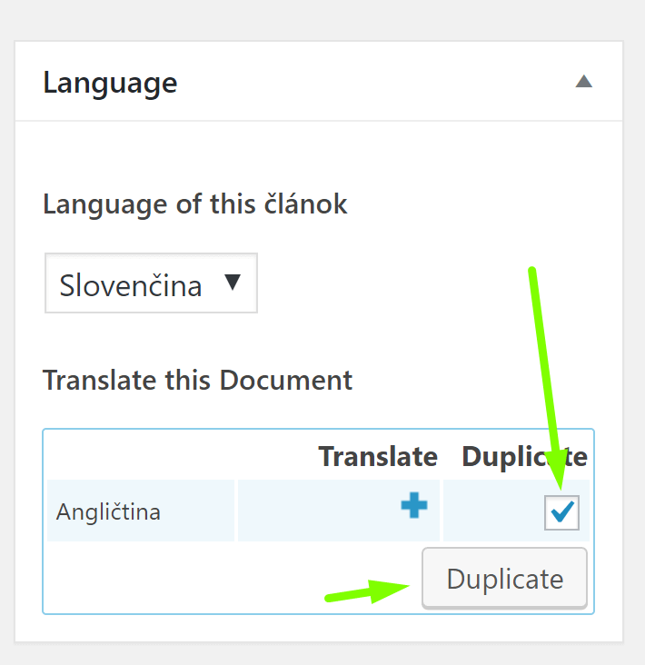 WPML duplikovať článok