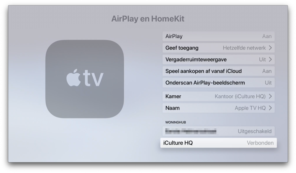 Apple TV woninghub controleren.