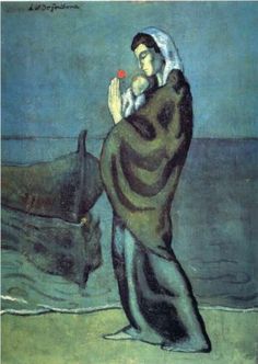 Mother and child on the beach - Pablo Picasso Kunst Picasso, Pablo Picasso Artwork, Art Picasso, Picasso Blue, Picasso Paintings, Picasso Images, Georges Braque, Paul Gauguin, Mother And Child