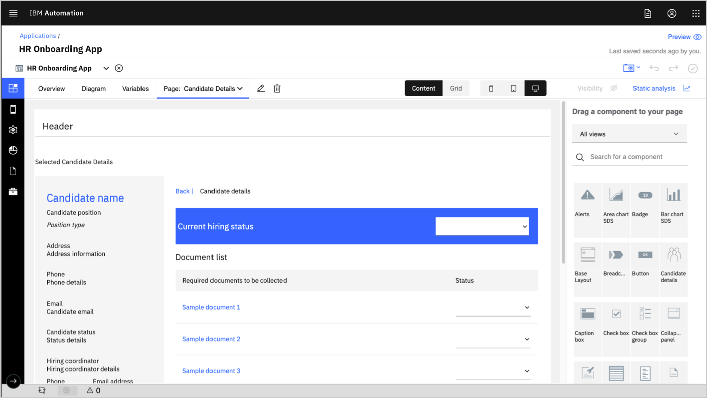 A screenshot of candidate details for employee onboarding