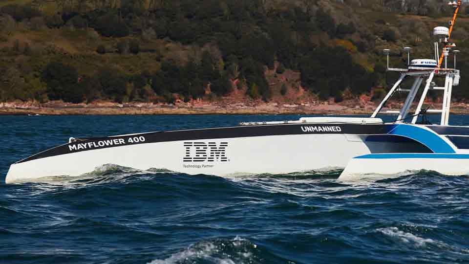 Mayflower Autonomous Ship cruising on the sea