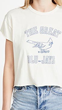 THE GREAT. - The Crop Tee W/ Blue Jay Graphic