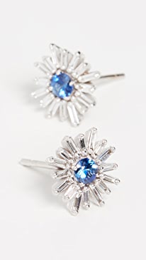 Suzanne Kalan - 18k White Gold Blue Sapphire & Diamond Earrings