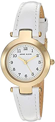 Anne Klein 女士易读金色皮革表带手表