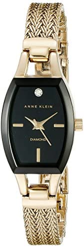 Anne Klein AK / 2184BKGB 女士镶钻石表盘金色网眼手链手表