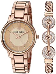 Anne Klein Rose Gold-Tone Watch and Bracelet Set