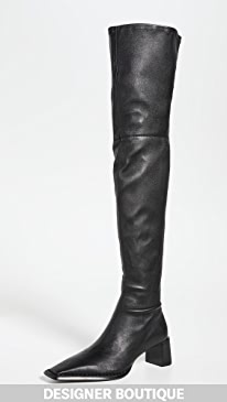 Alexander Wang - Aldrich 55 Thigh High Black Stretch Leather Boots