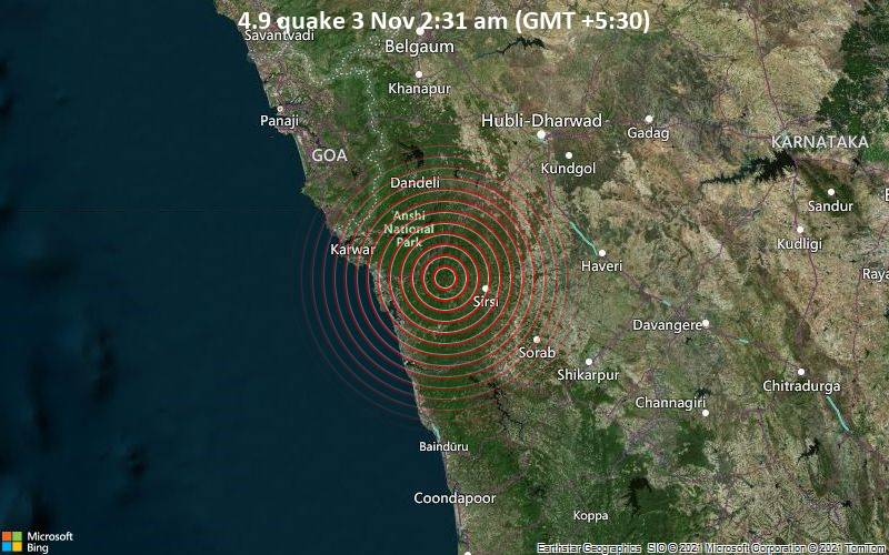 4.9 quake 3 Nov 2:31 am (GMT +5:30)