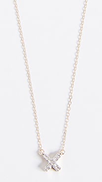 Adina Reyter - 14k Gold Super Tiny Solid Pave X Necklace