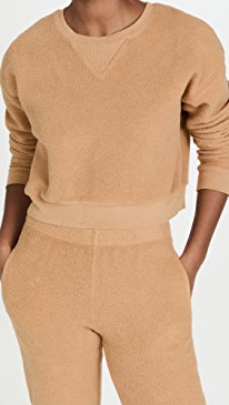 MONROW - Teddy Fleece Cropped Sweatshirt