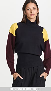 Victoria Victoria Beckham - Colour Block Blouson Sleeve Sweater