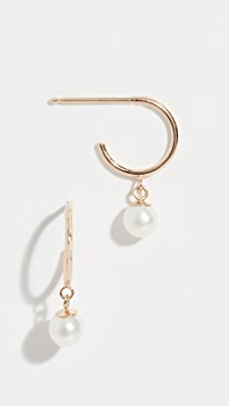 Zoe Chicco - 14k Tiny Huggie Earrings with Pearl Drop