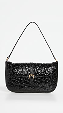 BY FAR - Miranda Black Croc Embossed Bag