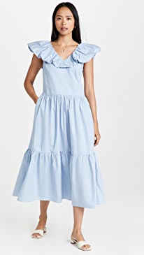 ENGLISH FACTORY - Ruffled Midi Dress