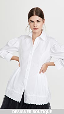 Simone Rocha - Bracelet Sleeve Shirt with Embroidered Heart Trim