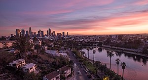 Echo Park Lake with Downtown Los Angeles Skyline.jpg