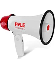 Pyle Megaphone Speaker PA Bullhorn - 20 Watts & Adjustable Vol Control w/ Built-in Siren & 800 Yard Range for Football, Baseball, Hockey, Cheerleading Fans & Coaches or for Safety Drills - PMP20