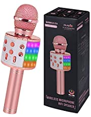 ZZLWAN Wireless Karaoke Microphone for Kids with Led Flashlight