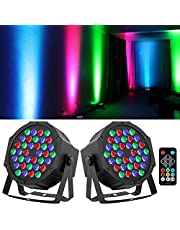 36 LED Stage Lights RGB DJ LED Par Light Remote & DMX Controlled Sound Activated Auto Play Uplights for Wedding Birthday Halloween Christmas Holiday Music Show Dance Party Stage Lighting-2 Pack