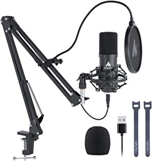 USB Microphone, MAONO 192KHZ/24Bit Plug & Play PC Computer Podcast Condenser Cardioid Metal Mic Kit with Professional Soun...