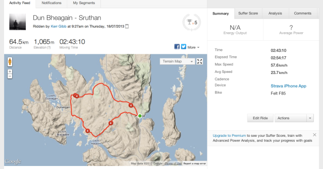 Mapa agus fiosrachadh air Strava