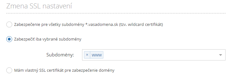 SSL certifikát iný registrátor domény