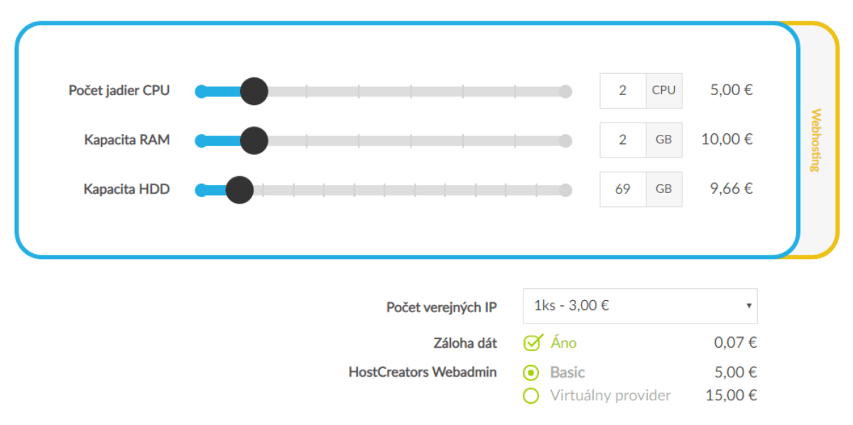 HostCreators Virtuálny server cena