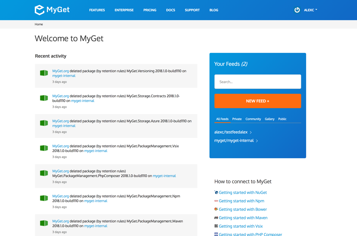 MyGet screenshot