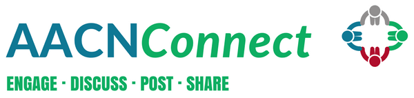 AACN Connect Logo with text Engage - Discuss - Post - Share