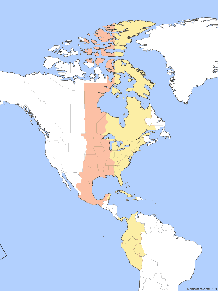 Time zone map of CDT