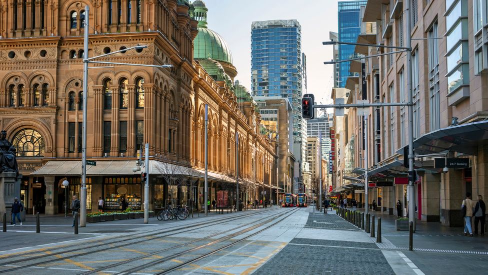 Empty city street and shops during the coronavirus pandemic, Sydney, Australia