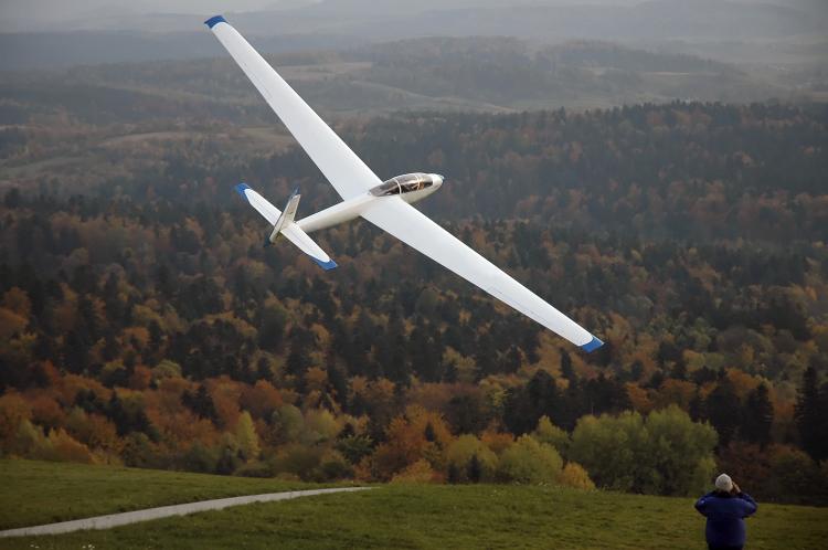 A glider in flight. 