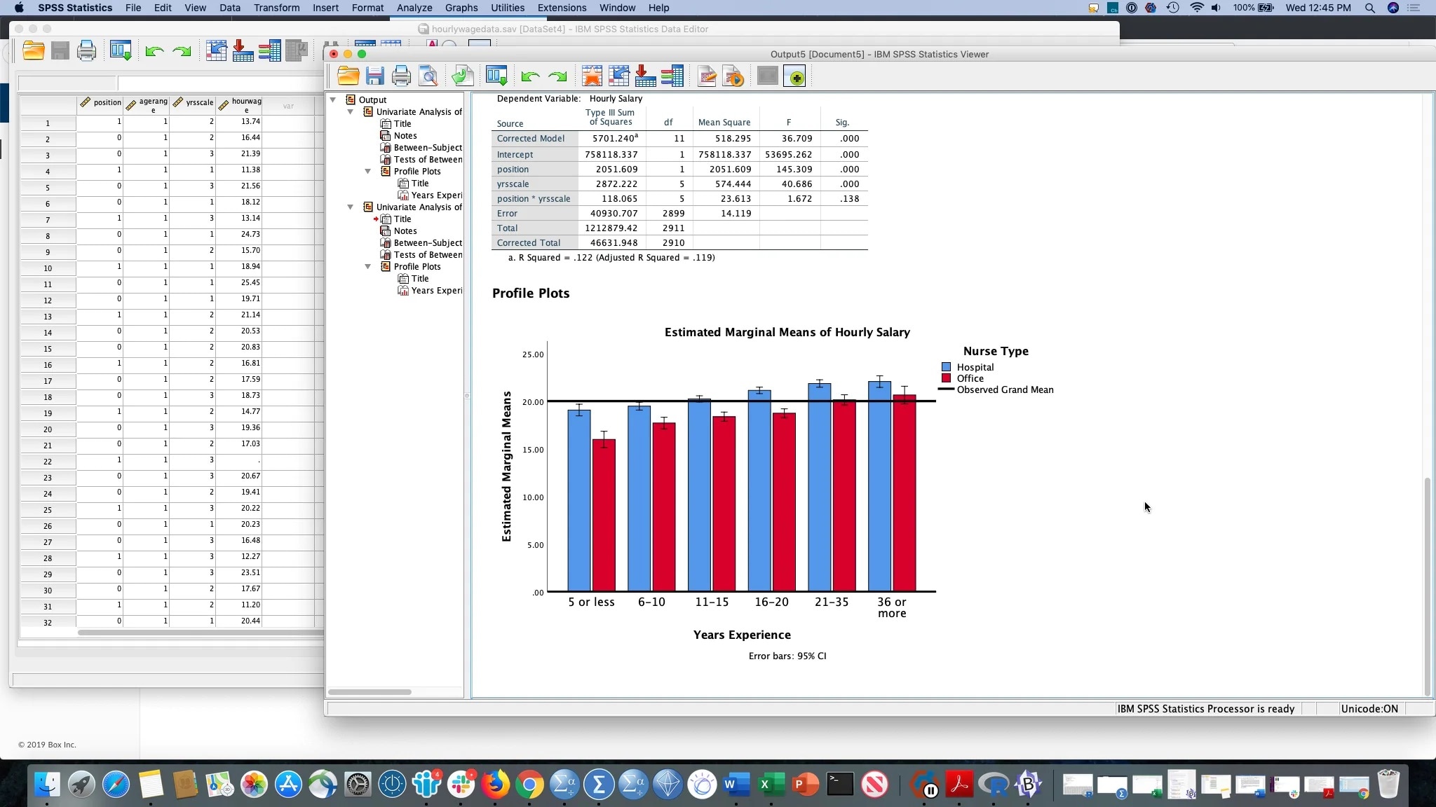 screenshot showing estimated marginal means