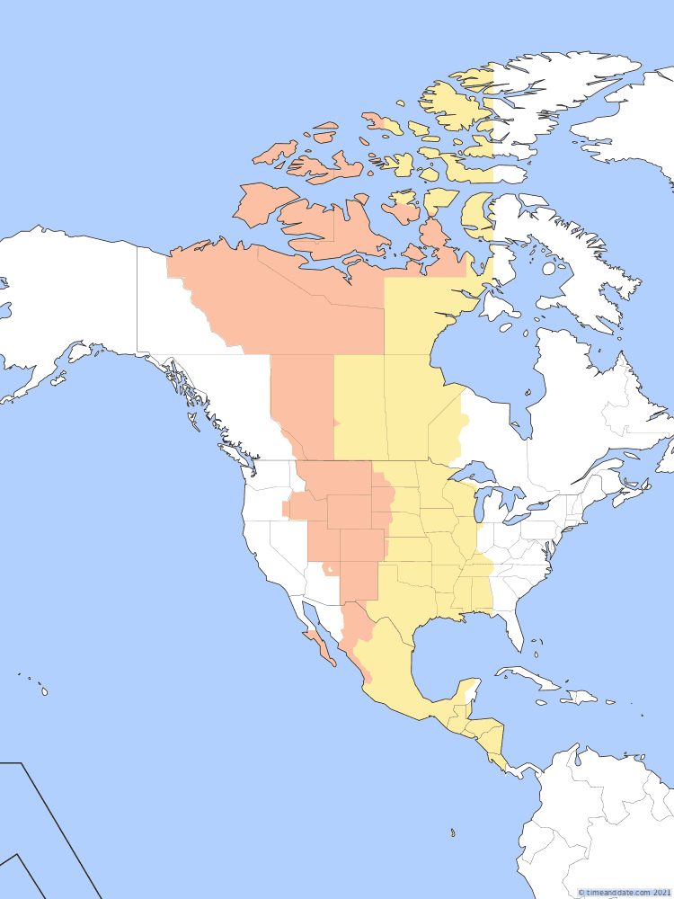 Time zone map of MDT