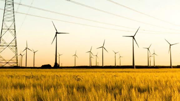 Group of wind turbines on a wind farm