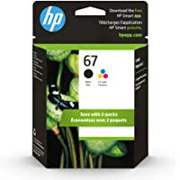 Original HP 67 Black/Tri-color Ink Cartridges (2-pack) | Works with HP DeskJet 1255, 2700, 4100 Series, HP ENVY 6000…