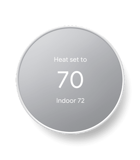 Front-facing shot of Nest Thermostat displaying the temperature