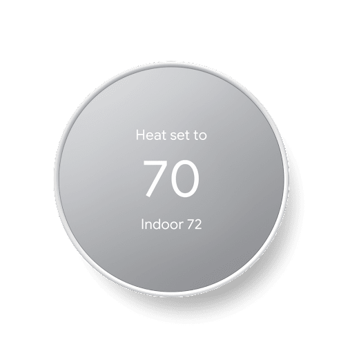 Front-facing shot of Nest Thermostat displaying the temperature