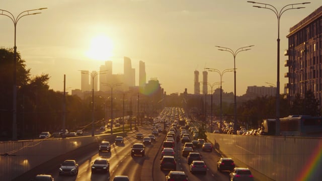 Road, Movement, Sunset, Sun, Moscow