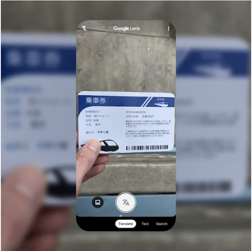 Use Google lens to scan and translate text